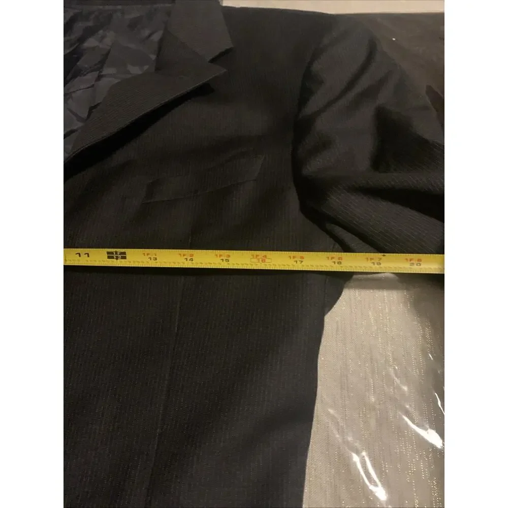 ARMANI Blazer COLLEZIONI Black stripe Wool Sz 42R - Picture 7 of 10